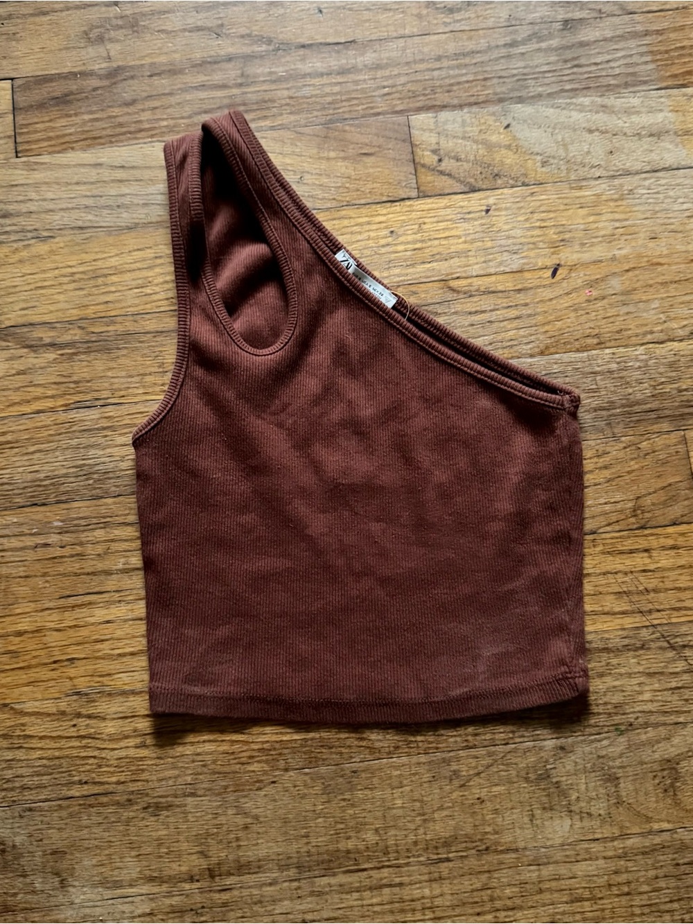 Zara One-Shoulder Ribbed Crop Top